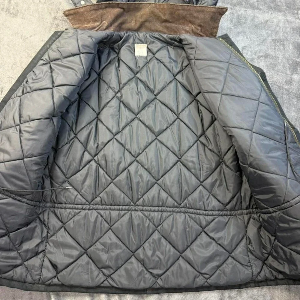 Carhartt Dearborn Hooded Coat Mens XL Black Duck Canvas Quilted Lined